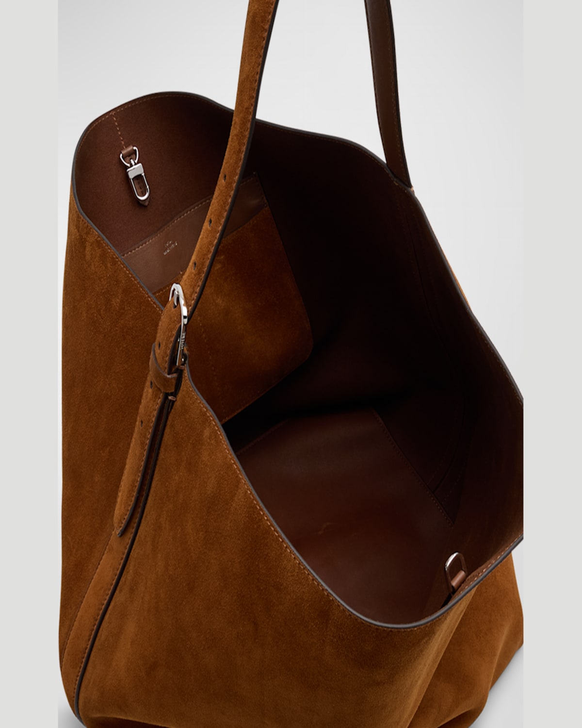 Totême Suede Belted Tote Shoulder Bag In Desert