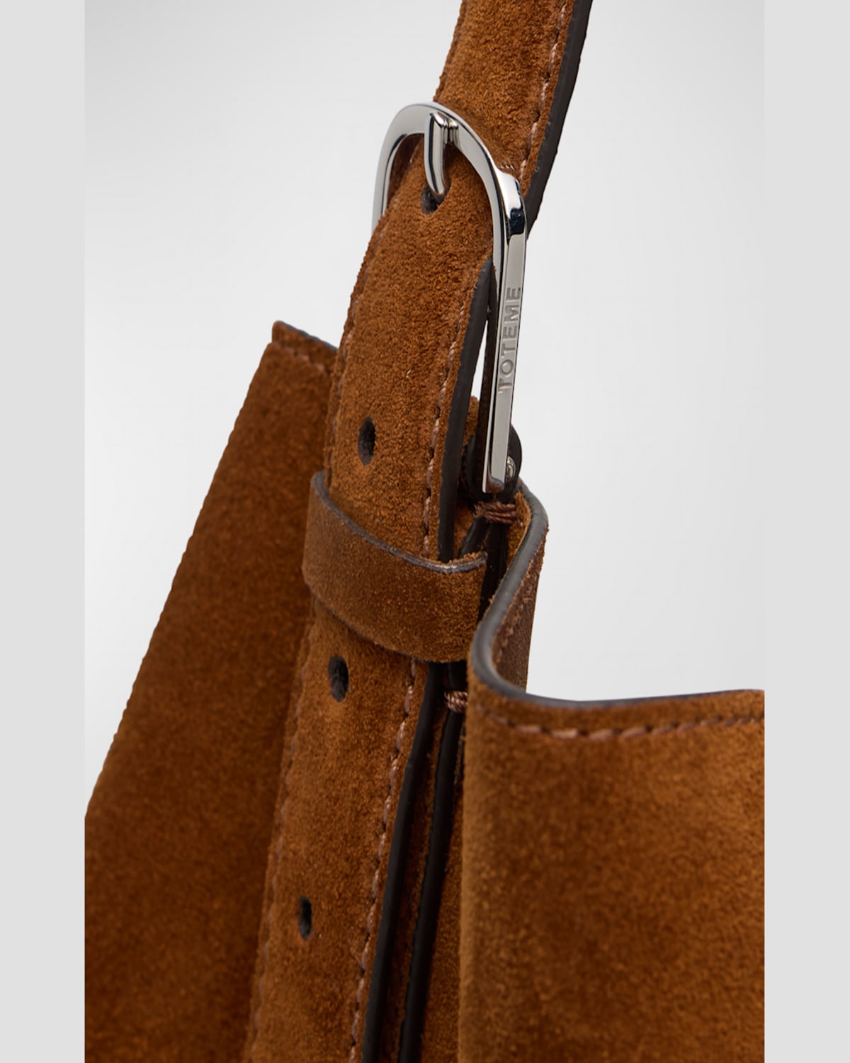 Totême Suede Belted Tote Shoulder Bag In Desert