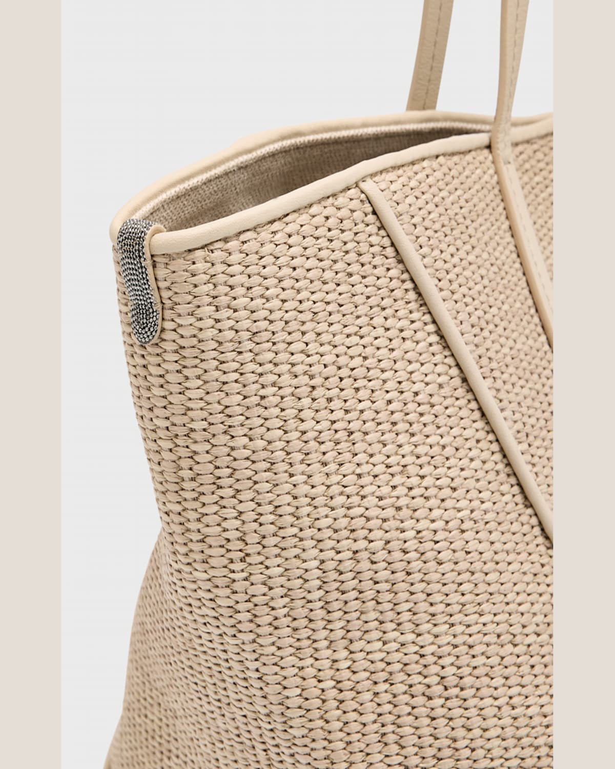 BRUNELLO CUCINELLI BC DUO MEDIUM SHOPPER RAFFIA TOTE BAG 
