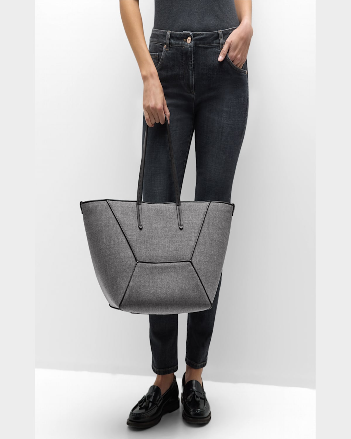 BRUNELLO CUCINELLI BC DUO MEDIUM SHOPPER WOOL TOTE BAG 
