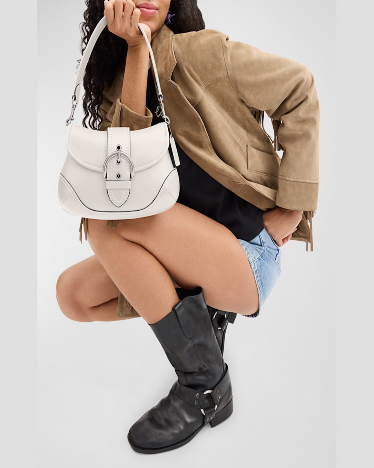 Coach Soho Regenerative Leather Shoulder Bag In Lhchalk