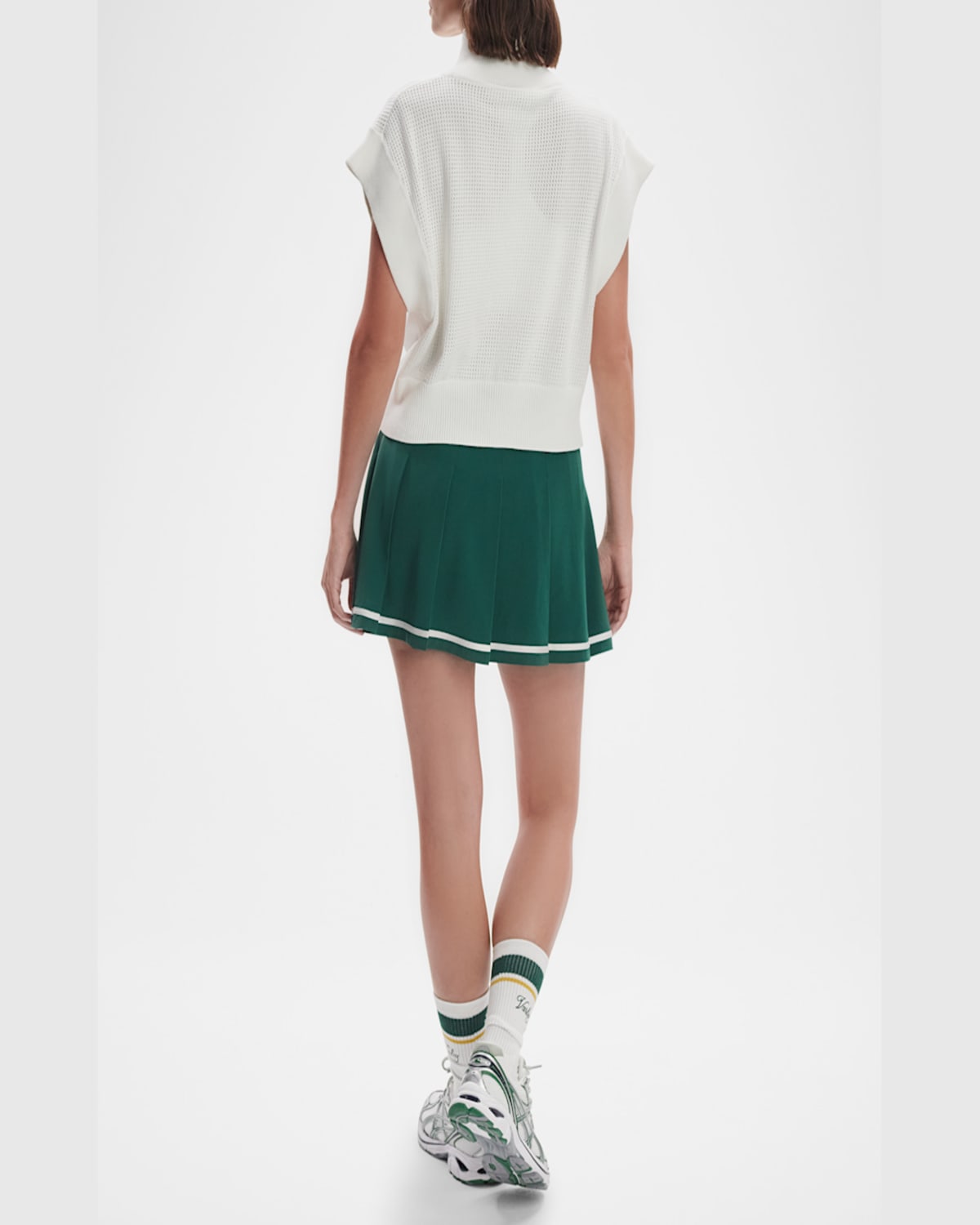 Varley Fulton Short-sleeve Half-zip Cropped Pullover Top In Snow White