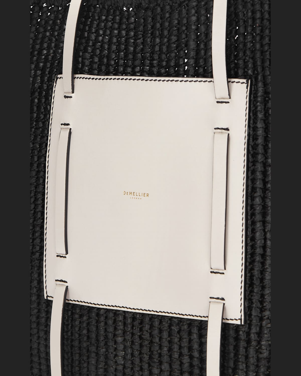 Demellier The Capri Raffia & Leather Tote Bag In Natural Raffia Tan Smooth