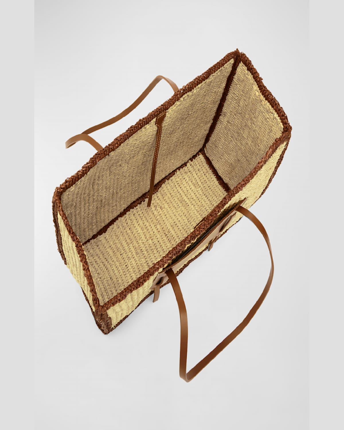 Demellier The Capri Raffia & Leather Tote Bag In Natural Raffia Tan Smooth