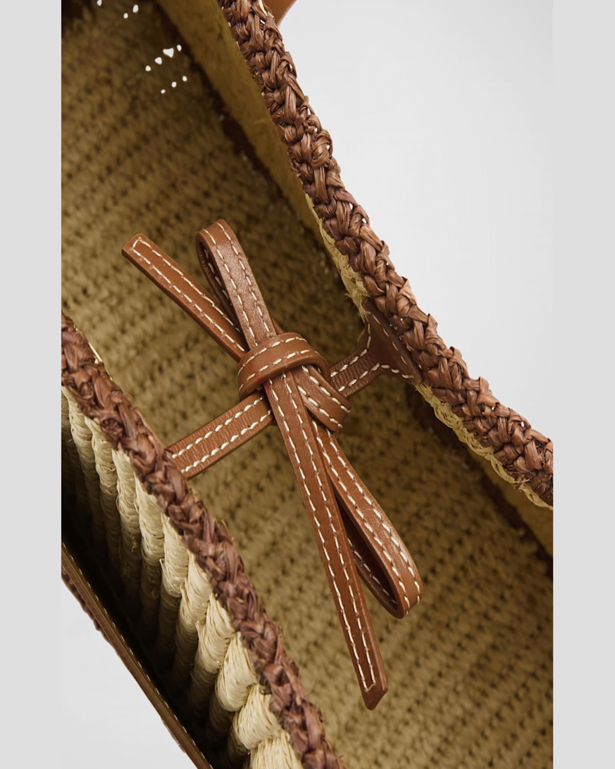 Demellier The Capri Raffia & Leather Tote Bag In Natural Raffia Tan Smooth