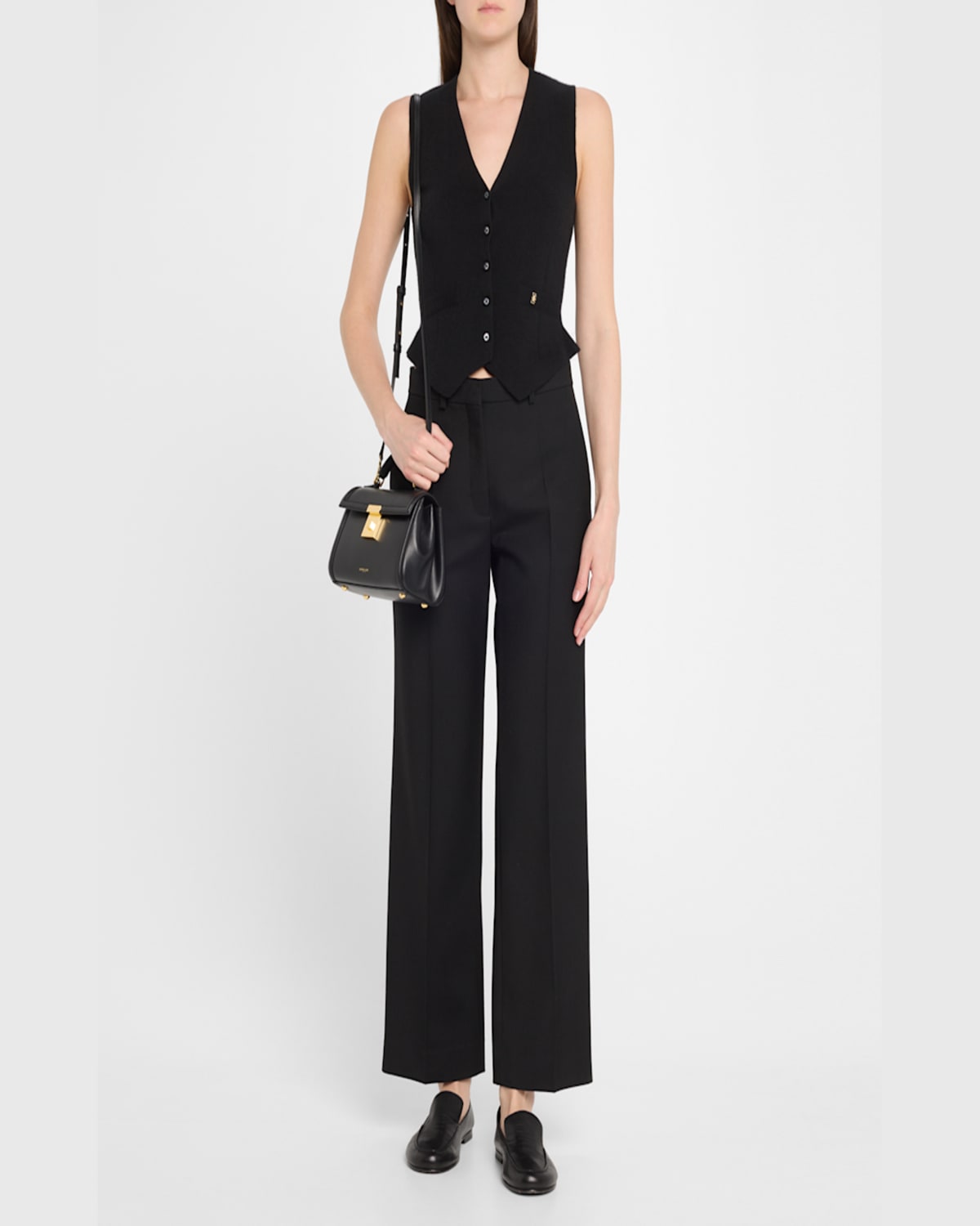 Demellier Midi Paris Smooth Leather Top Handle Bag In Black Smooth