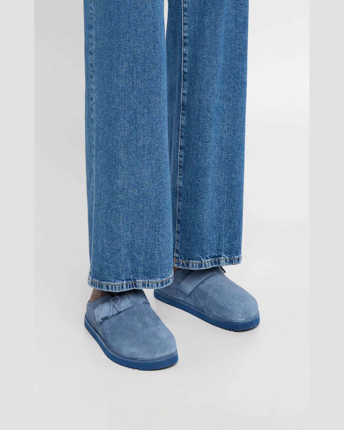 Represent Men's Initial Buckle Suede Mules In Blue