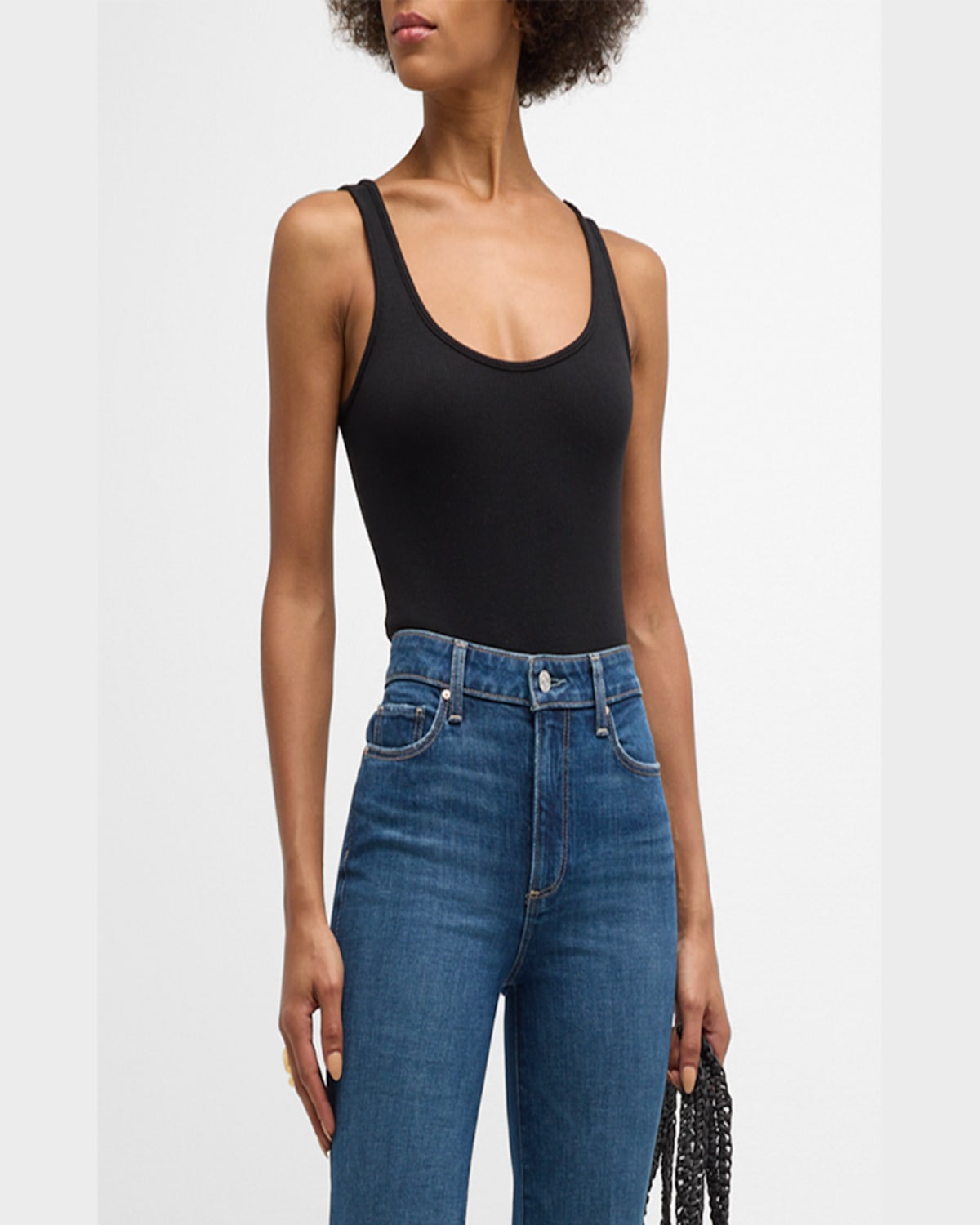 L AGENCE NICA SCOOP-NECK TANK BODYSUIT 
