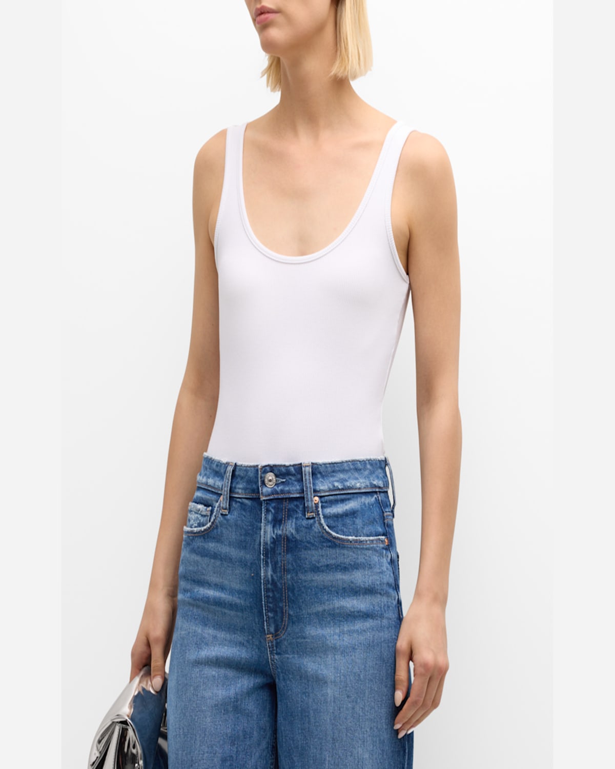 L AGENCE NICA SCOOP-NECK TANK BODYSUIT 