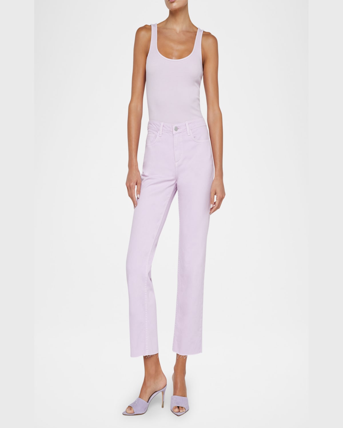 Shop L Agence Nica Scoop-neck Tank Bodysuit In Pale Orchid