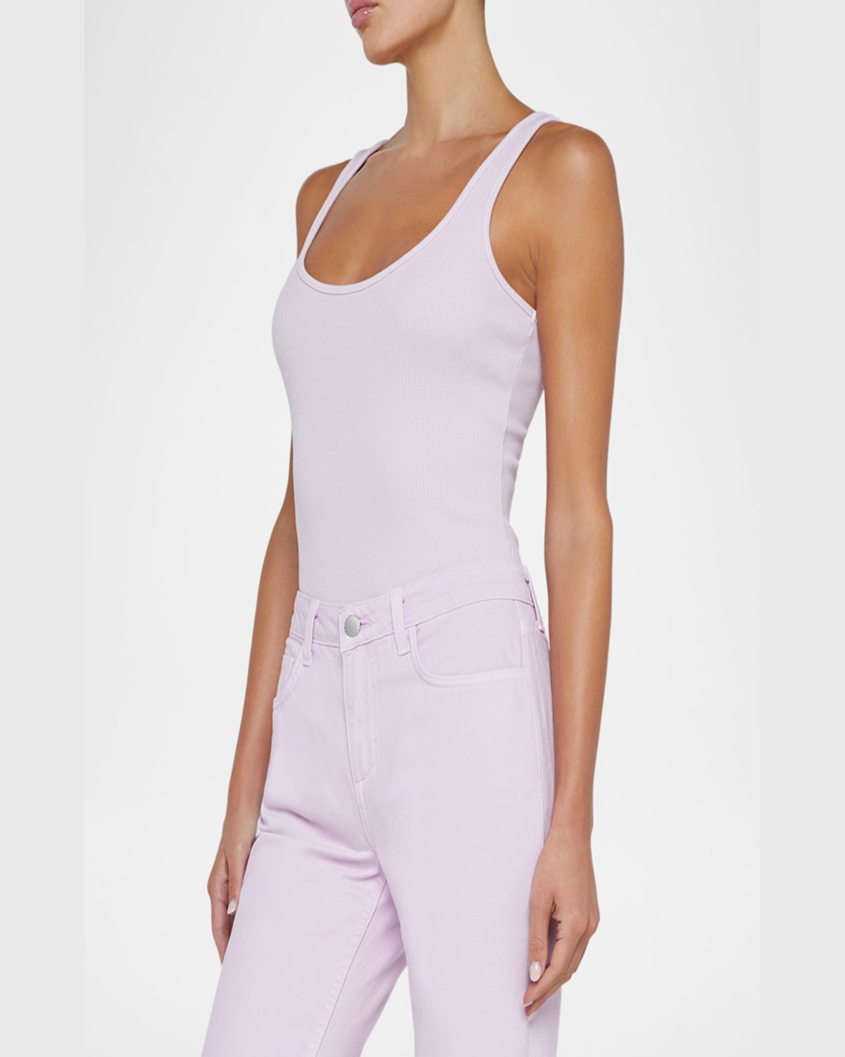 Shop L Agence Nica Scoop-neck Tank Bodysuit In Pale Orchid