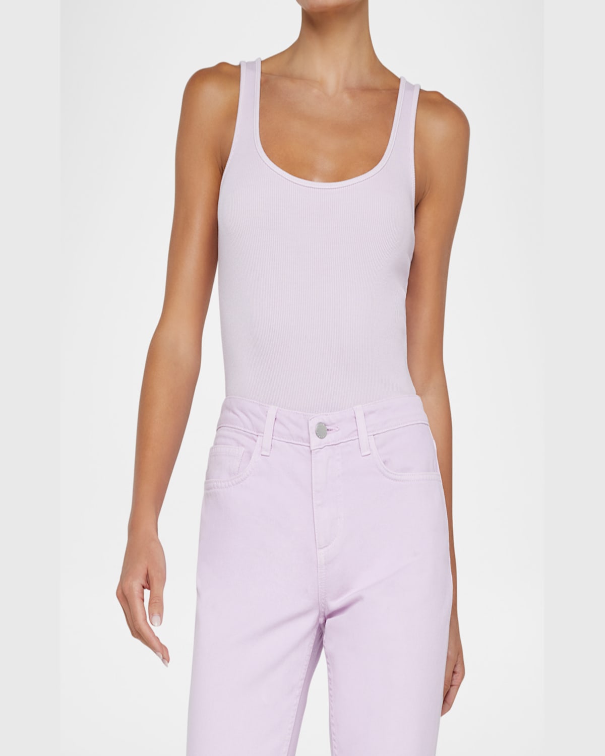 Shop L Agence Nica Scoop-neck Tank Bodysuit In Pale Orchid
