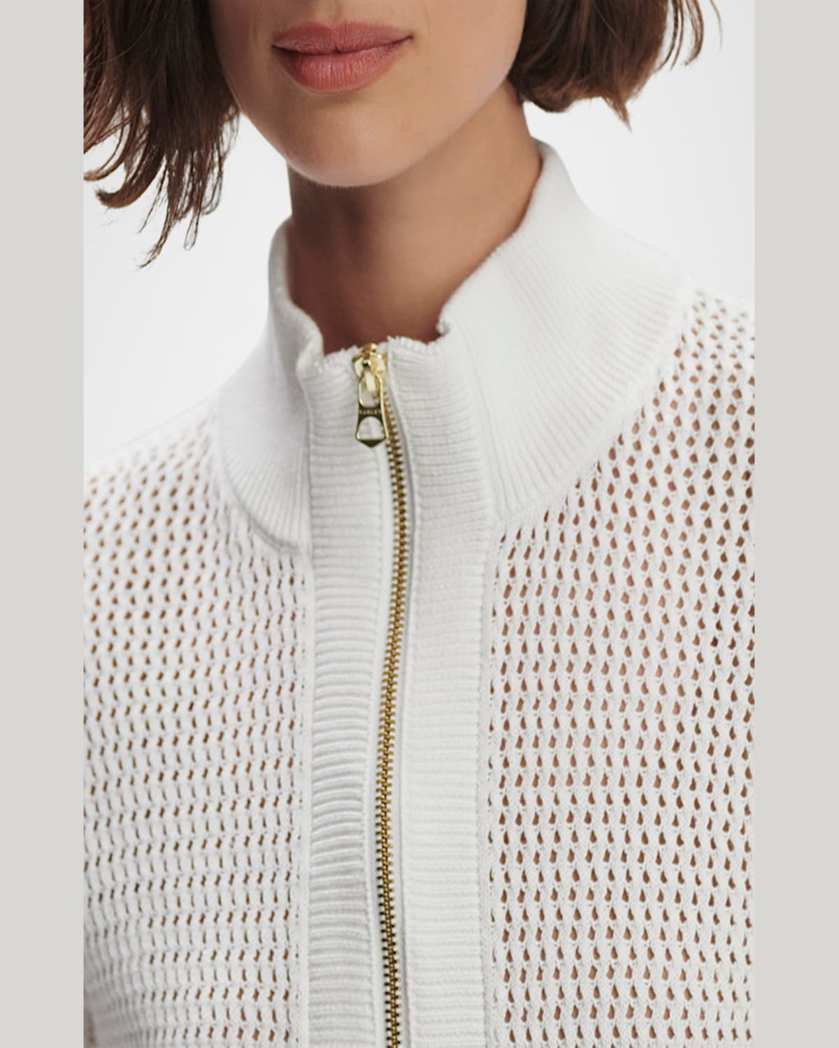 Varley Aurora Half-zip Knit Sweater In White