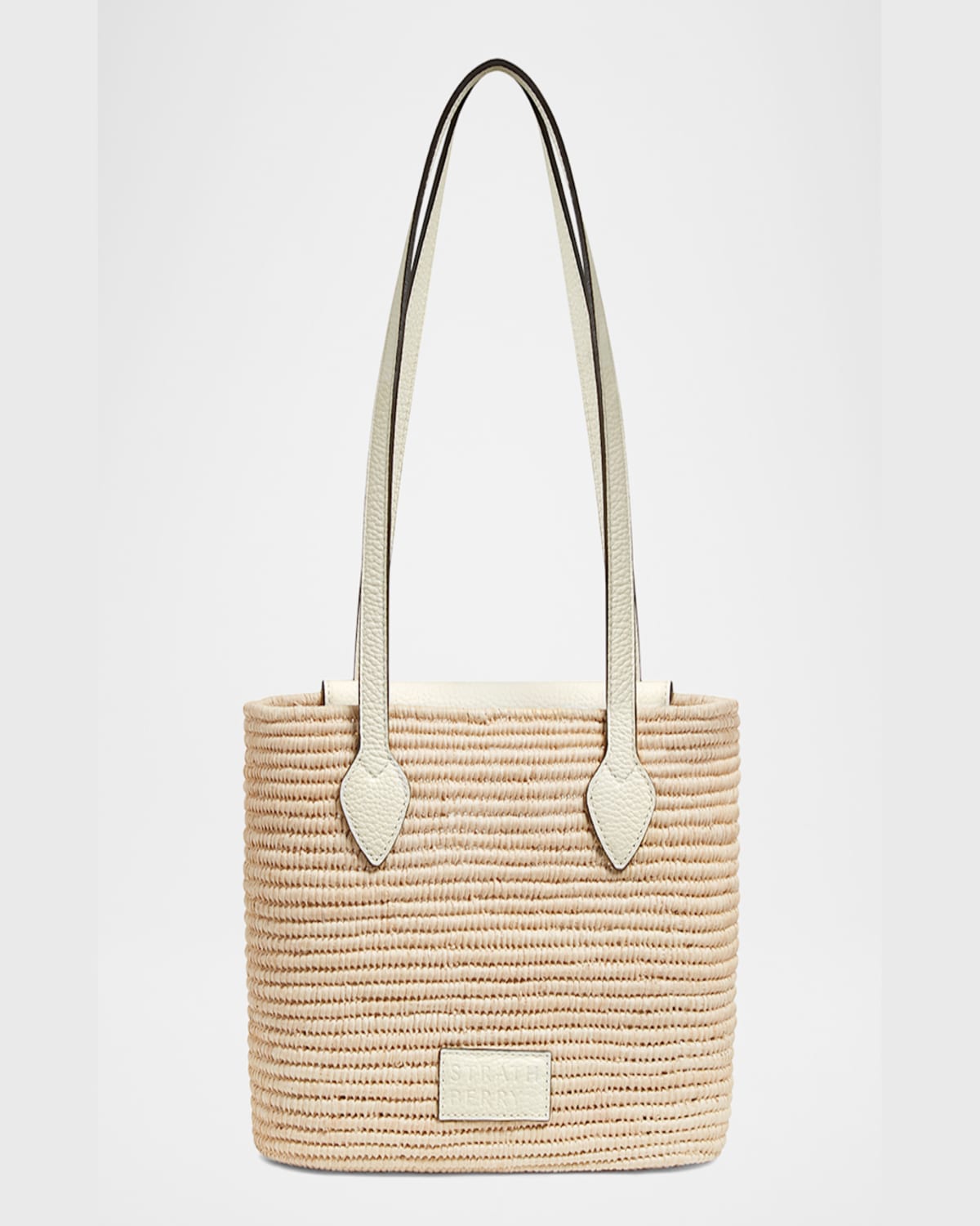 Strathberry Basket Raffia & Leather Shoulder Bag In Vanilla