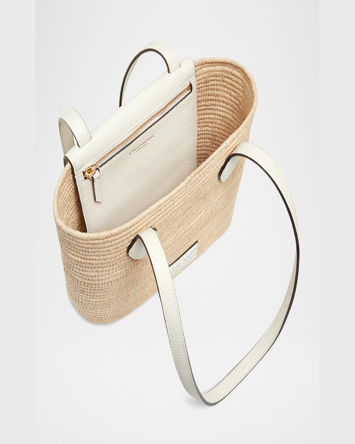 Strathberry Basket Raffia & Leather Shoulder Bag In Vanilla