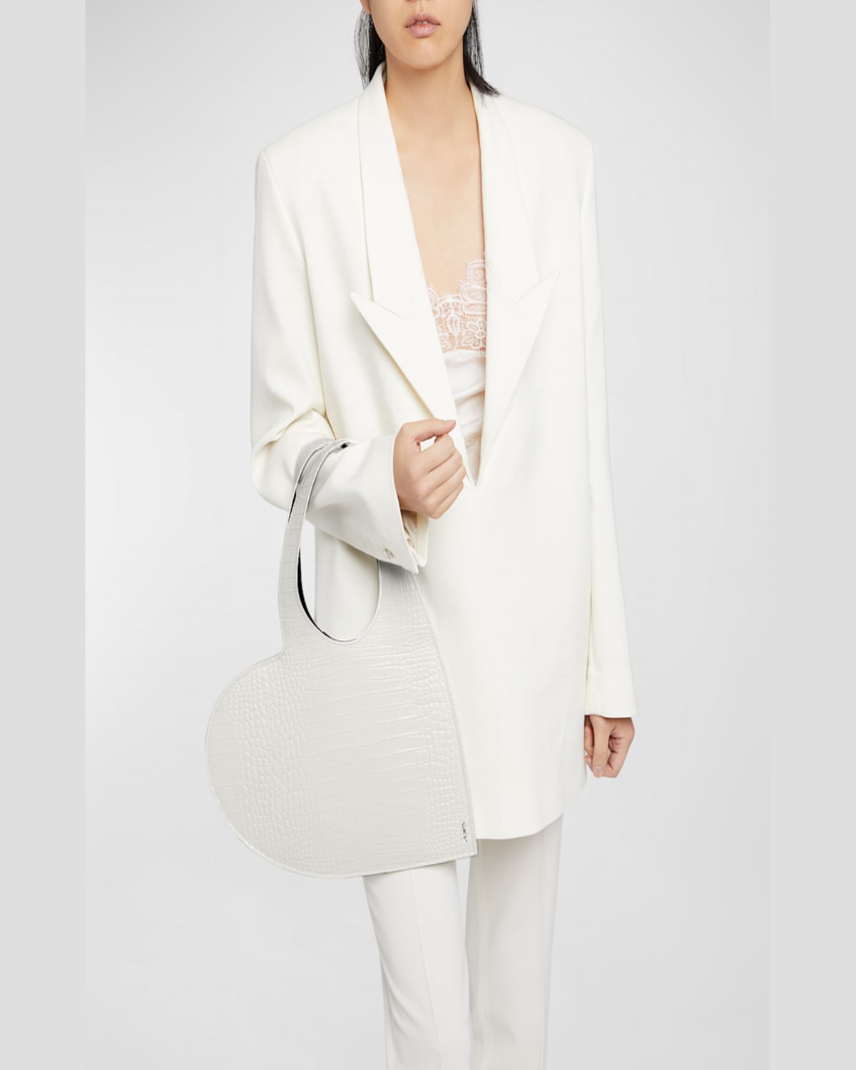 COPERNI MINI HEART CROC-EMBOSSED TOTE BAG 