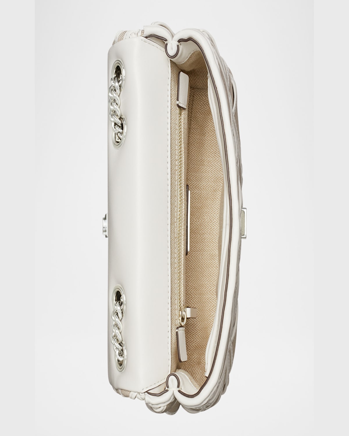 Tory Burch Kira Small Woven Canvas Convertible Shoulder Bag In Natural  Blanc