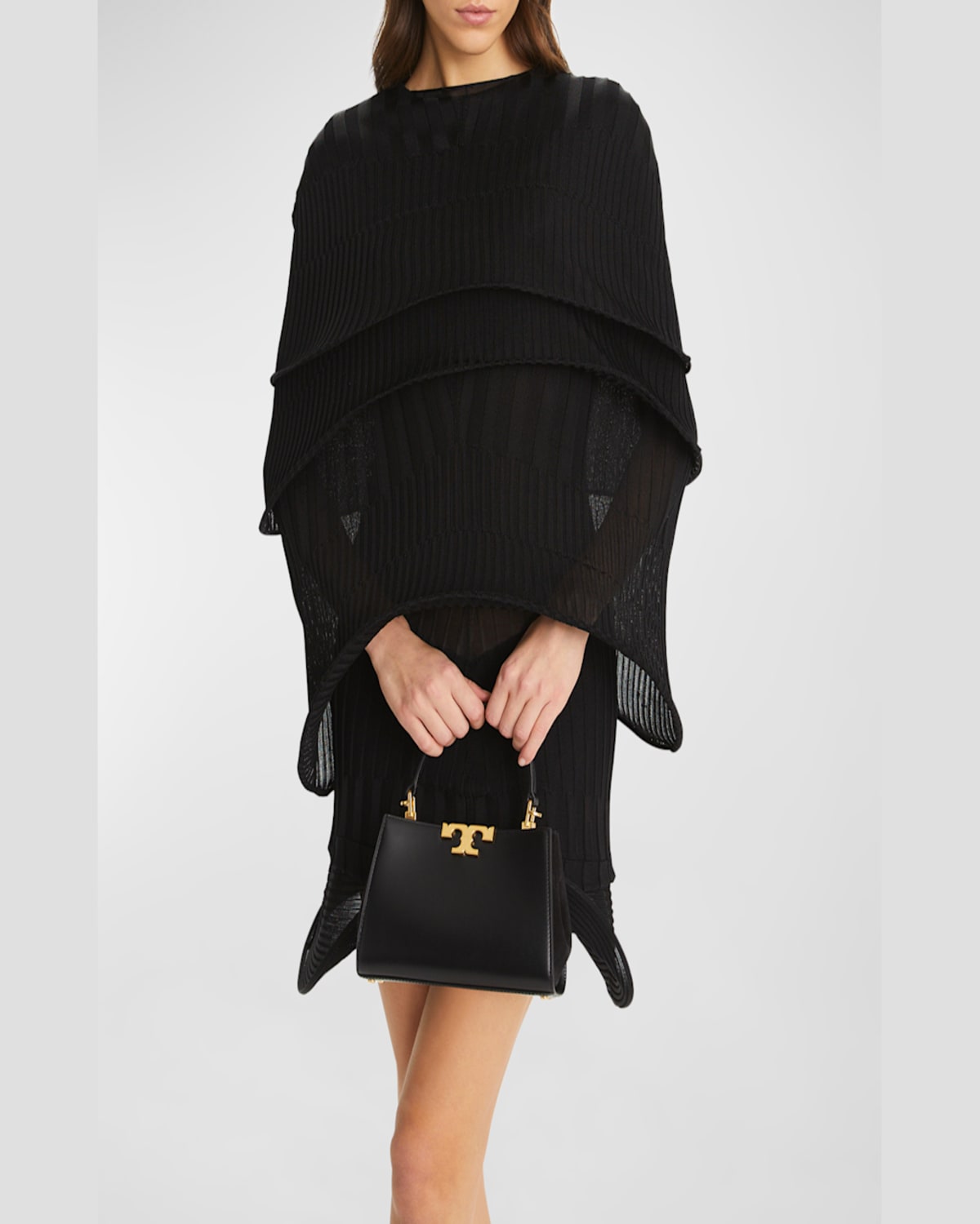 Tory Burch Eleanor Mini Leather & Suede Satchel Bag In Black