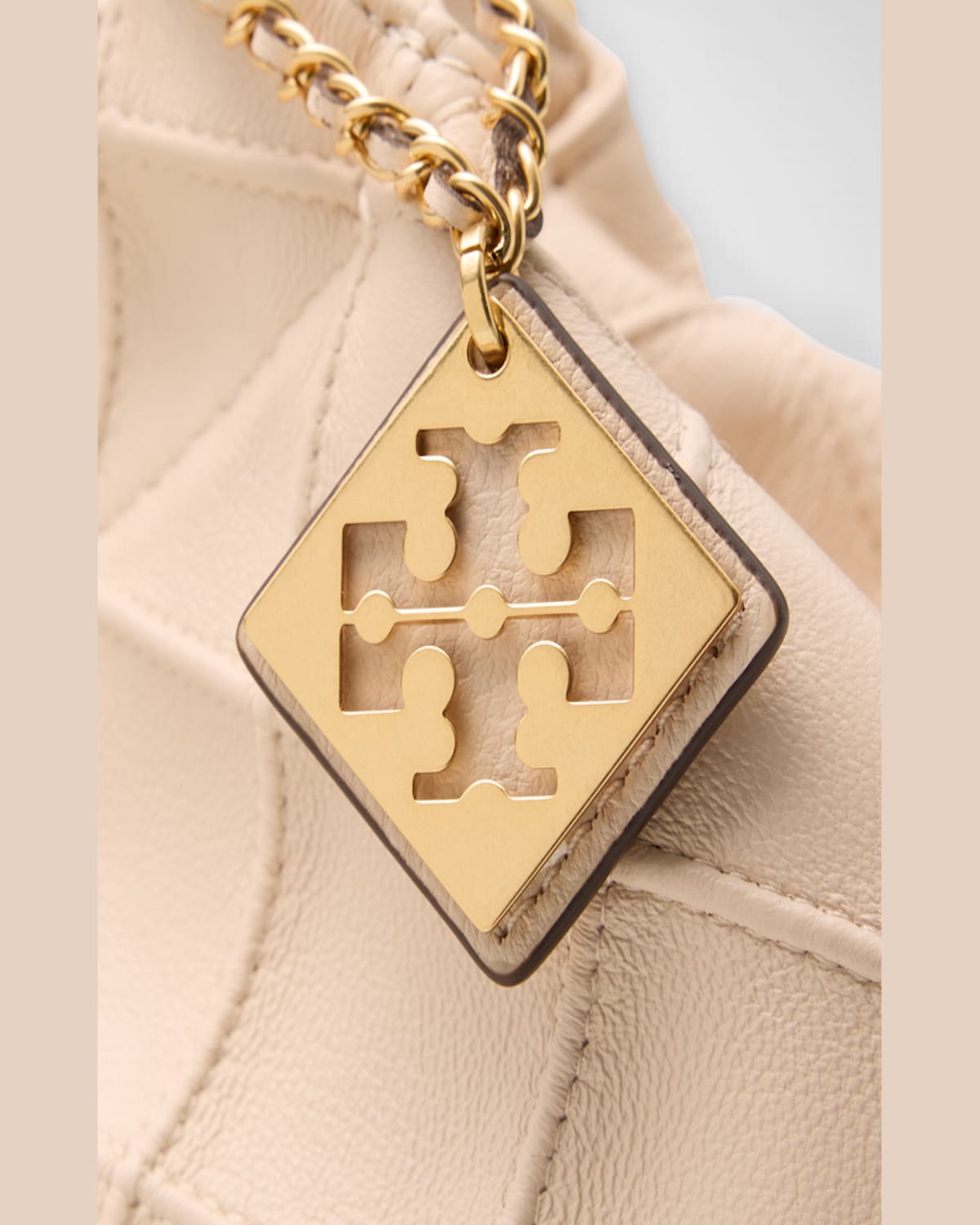 Tory Burch Fleming Drawstring Leather Hobo Bag In New Cream