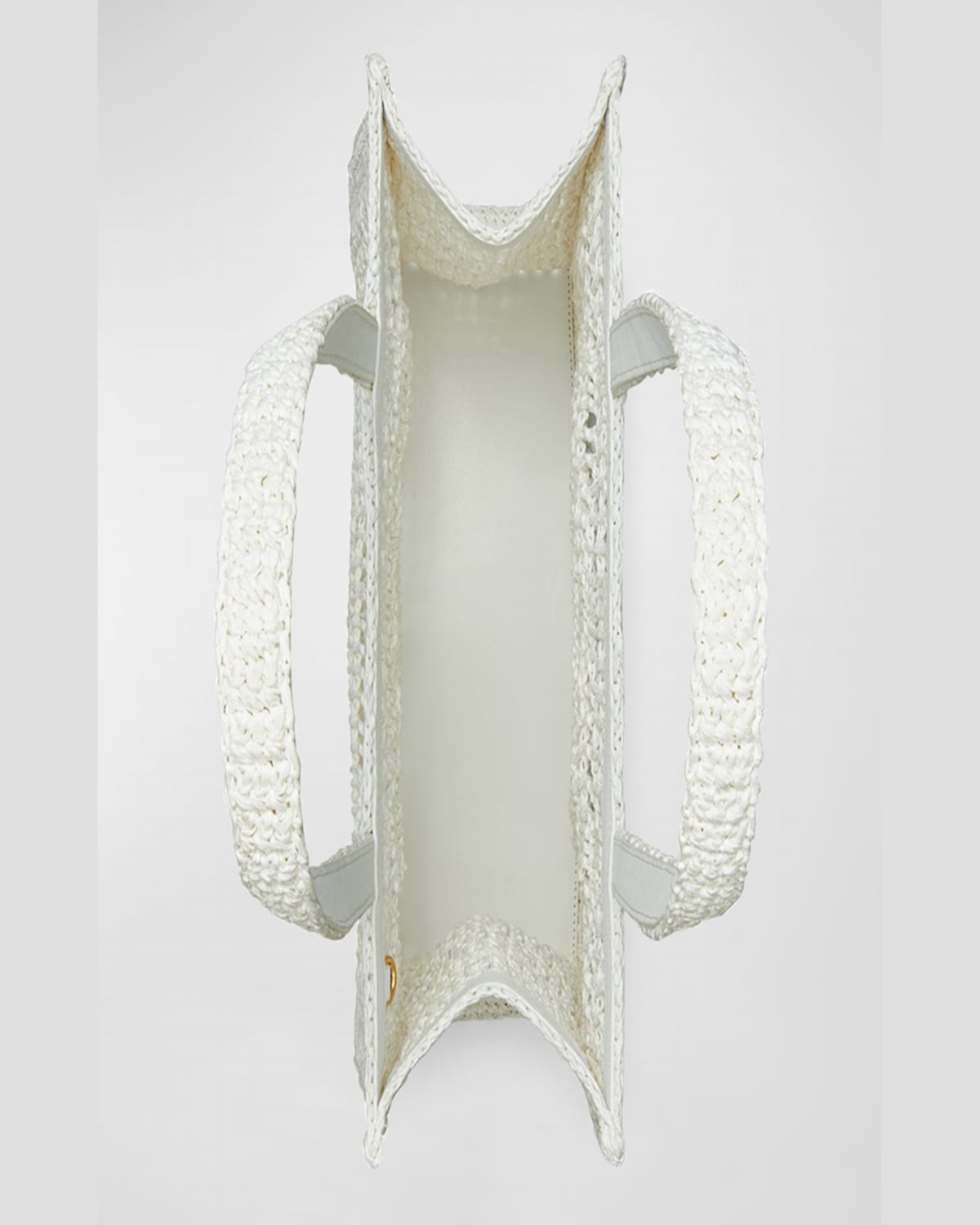Tory Burch Ella Small Crochet Straw Tote Bag In White