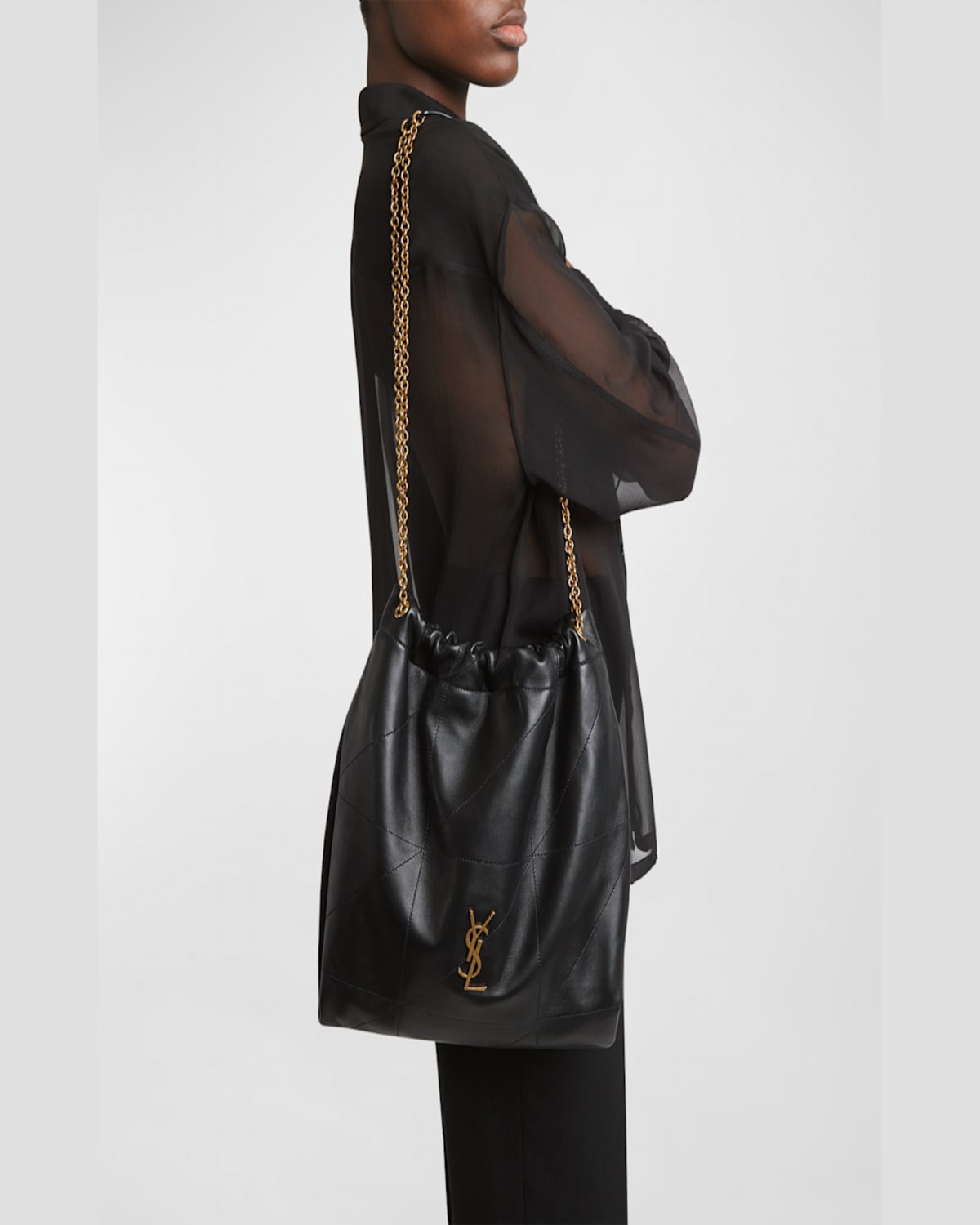 Saint Laurent Jamie 4.3 Pochon Ysl Shoulder Bag In Quilted Leather In Black