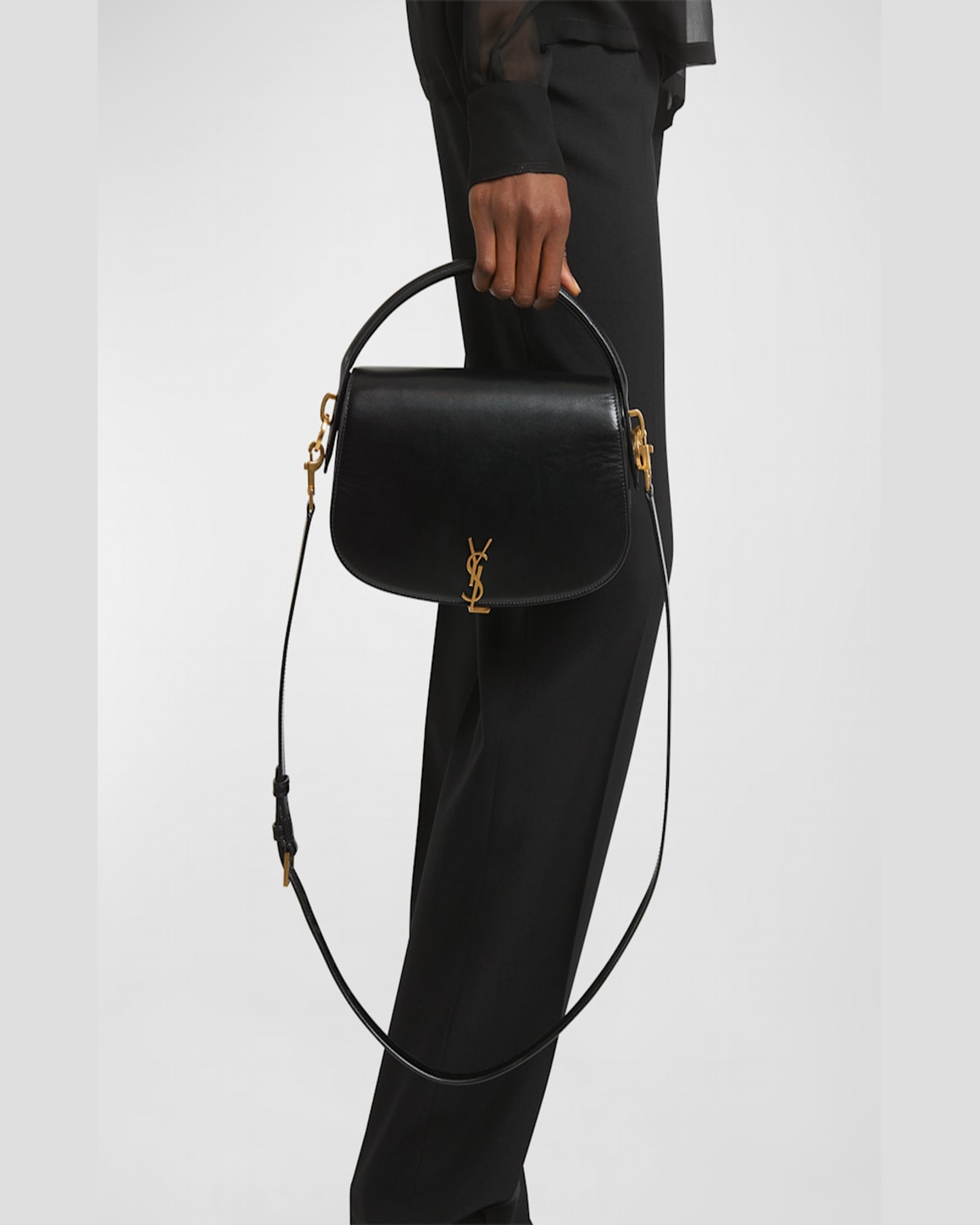 Saint Laurent Ysl Flap Crossbody Bag In Leather In Dark Currant