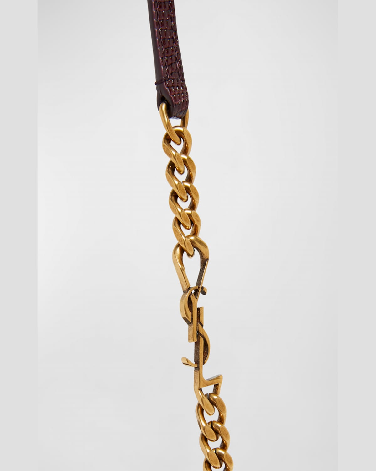 Saint Laurent Mini Shoulder Bag In Shiny Lizard-embossed Leather In Bordeaux