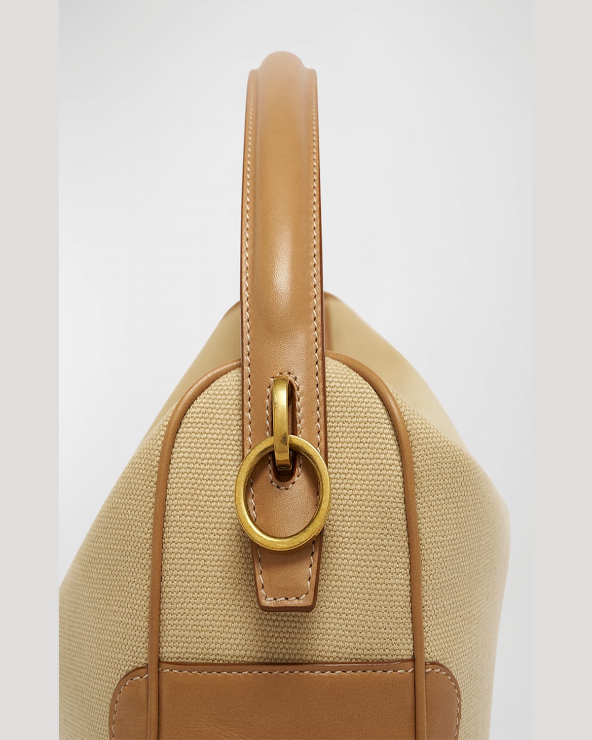 SAINT LAURENT YSL CAMERA TOP-HANDLE BAG IN CANVAS AND LEATHER 