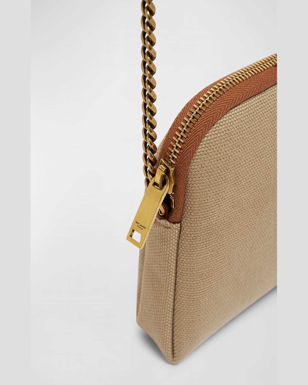 Saint Laurent Gaby Mini Ysl Crossbody Bag In Canvas & Leather In Desert Dust/brick