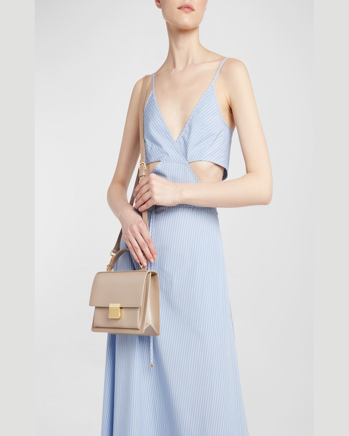 Golden Goose Venezia Flap Leather Crossbody Bag In Cappuccino