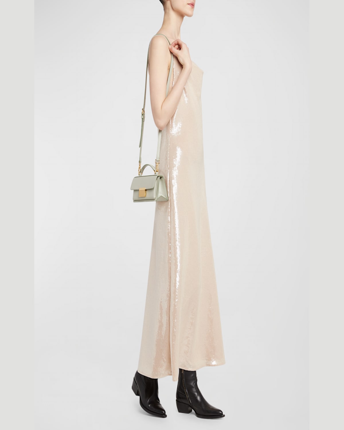 Golden Goose Venezia Small Flap Leather Crossbody Bag In Mineral Grey