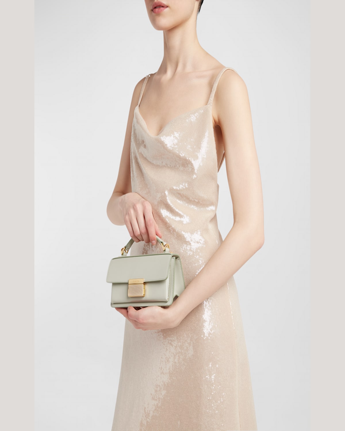 Golden Goose Venezia Small Flap Leather Crossbody Bag In Mineral Grey