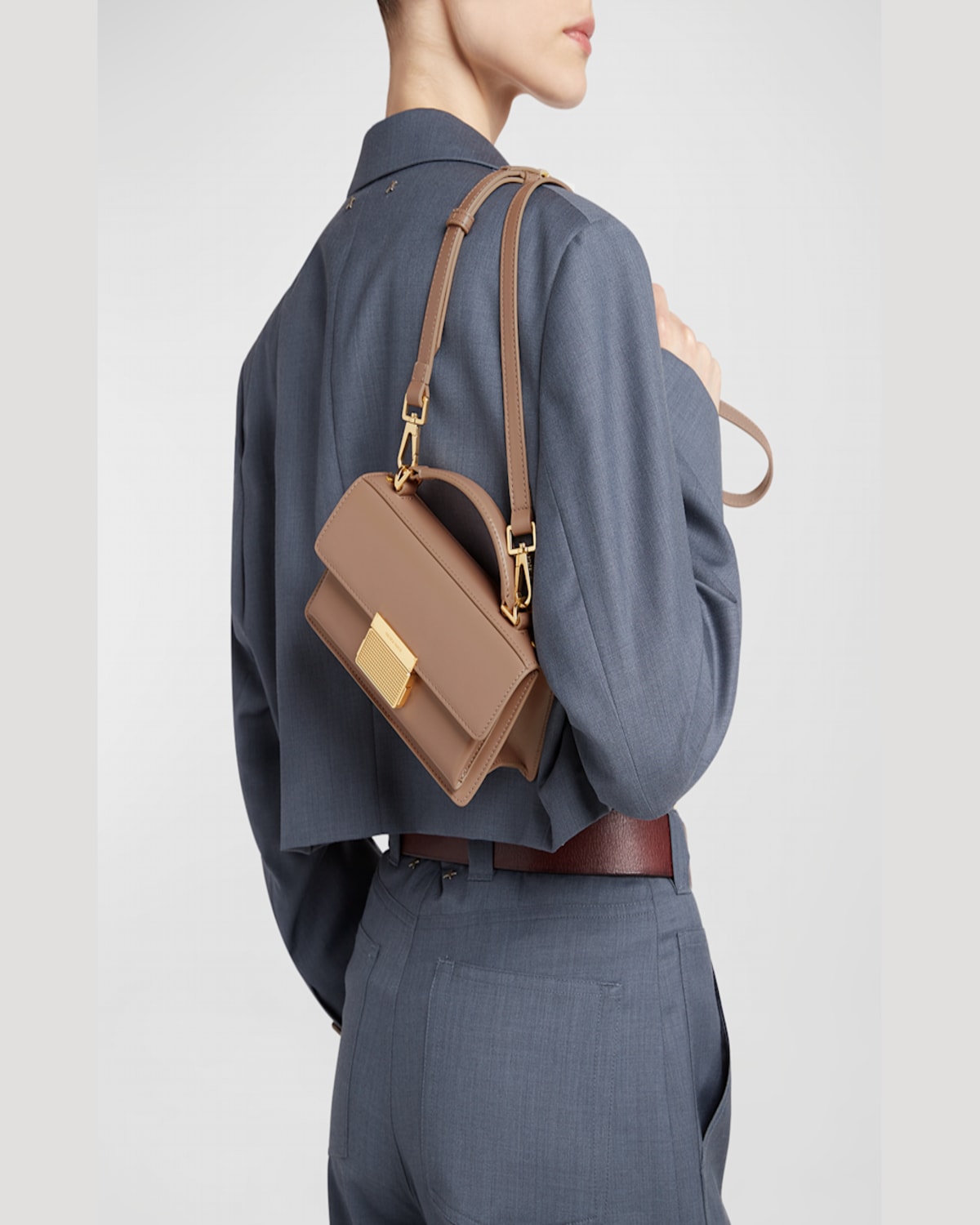 Golden Goose Venezia Small Flap Leather Crossbody Bag In Taupe