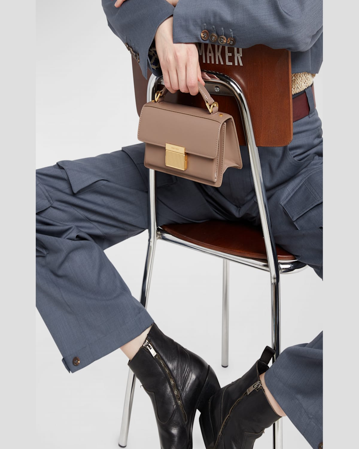 Golden Goose Venezia Small Flap Leather Crossbody Bag In Taupe