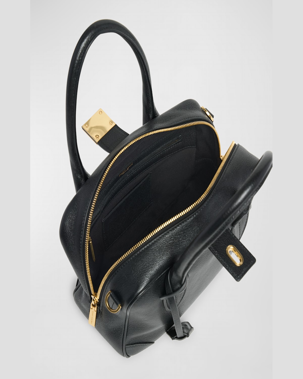 Golden Goose Life Black Sheepskin Bag And Gold Details In Black