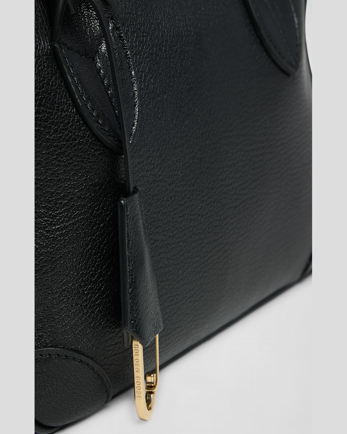 Golden Goose Life Black Sheepskin Bag And Gold Details In Black