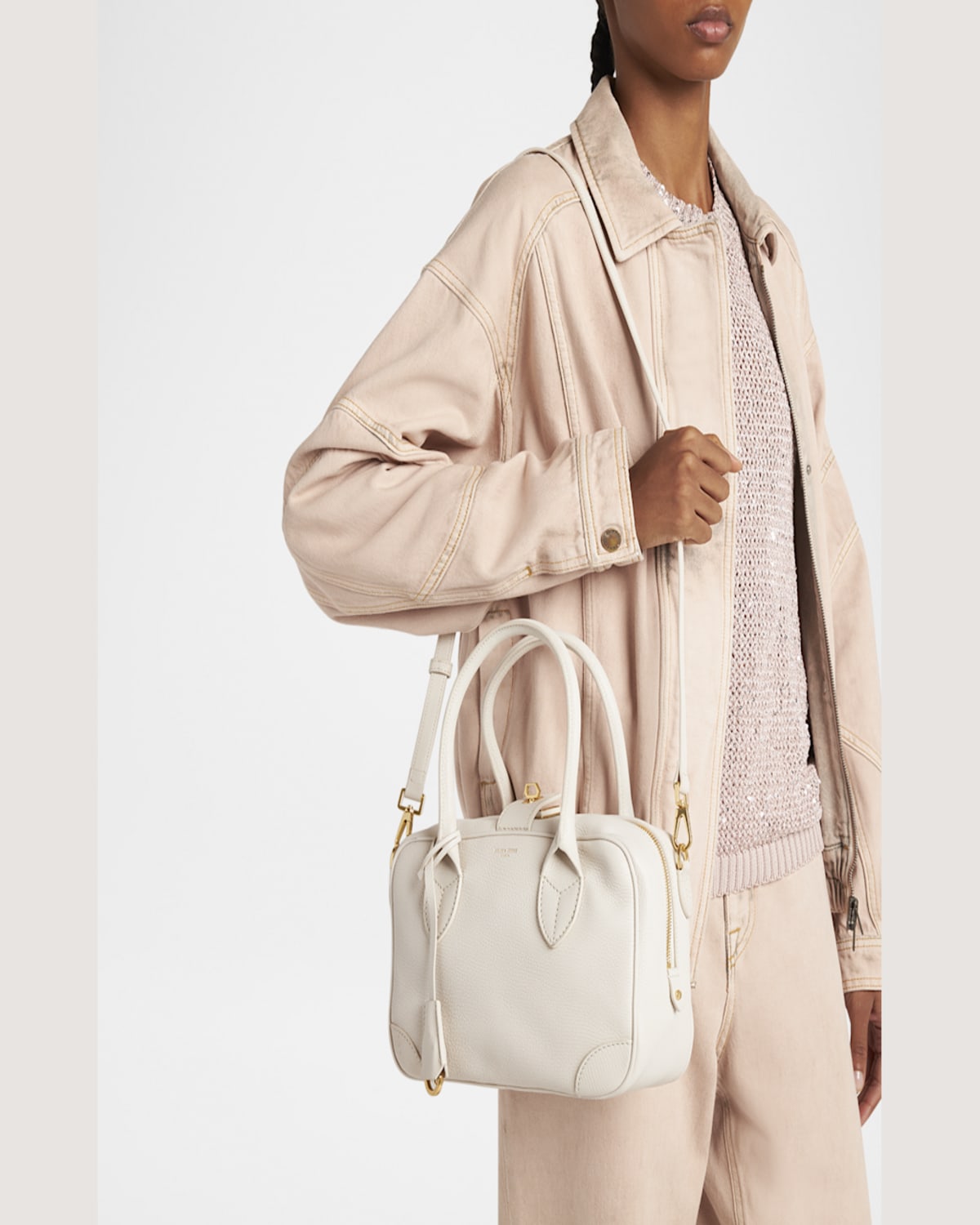 Golden Goose Vita Zip Goat Leather Top-handle Bag In Butter
