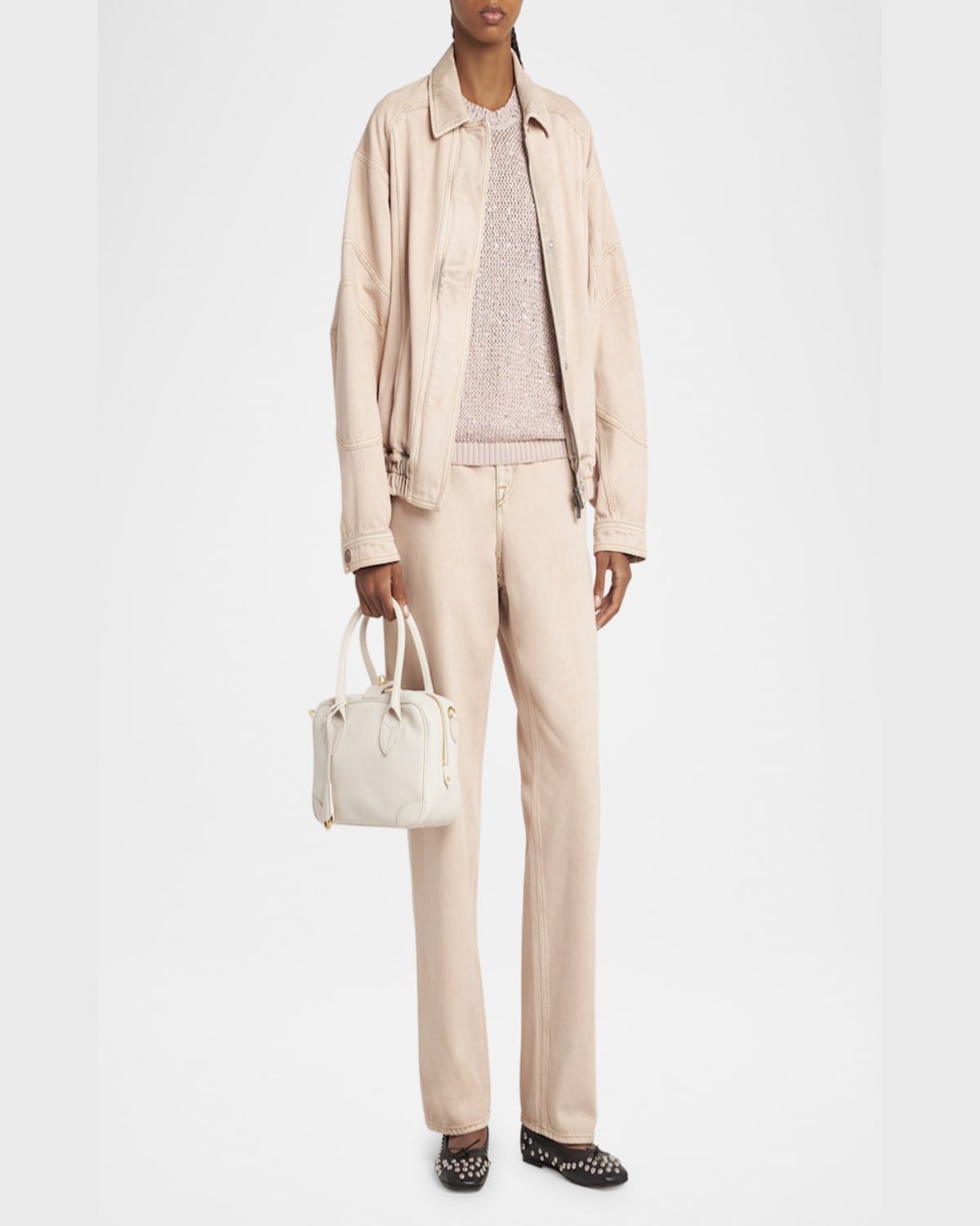 Golden Goose Vita Zip Goat Leather Top-handle Bag In Butter
