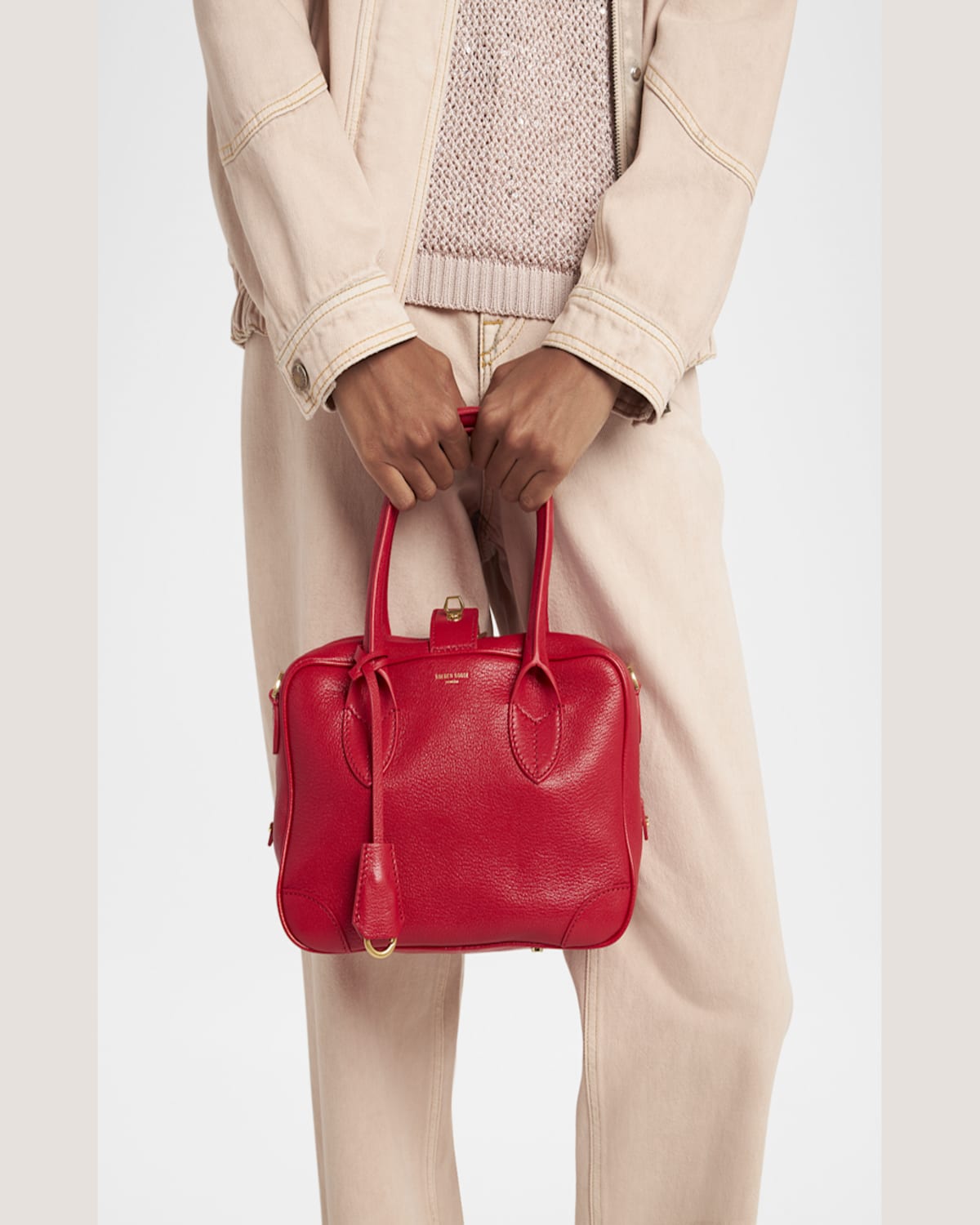 Golden Goose Vita Zip Goat Leather Top-handle Bag In Lipstick Red