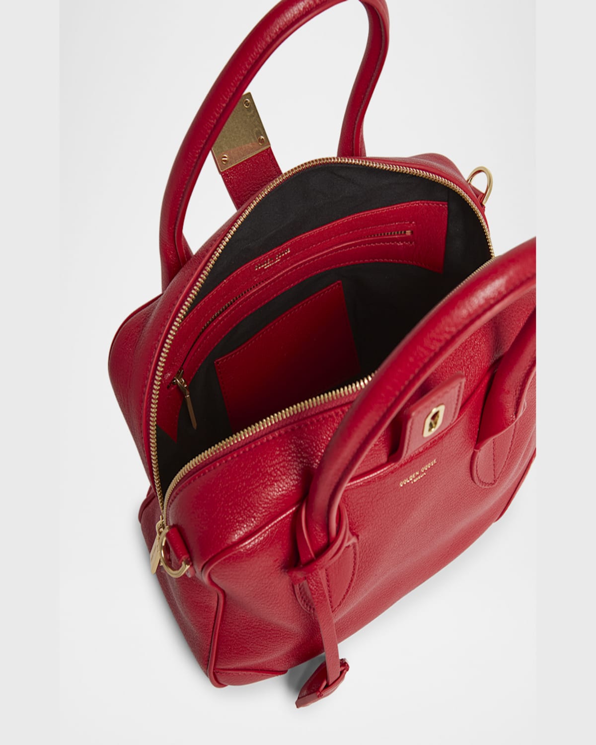 Golden Goose Vita Zip Goat Leather Top-handle Bag In Lipstick Red