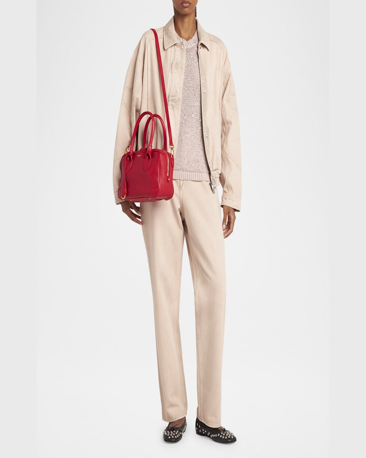 Golden Goose Vita Zip Goat Leather Top-handle Bag In Lipstick Red