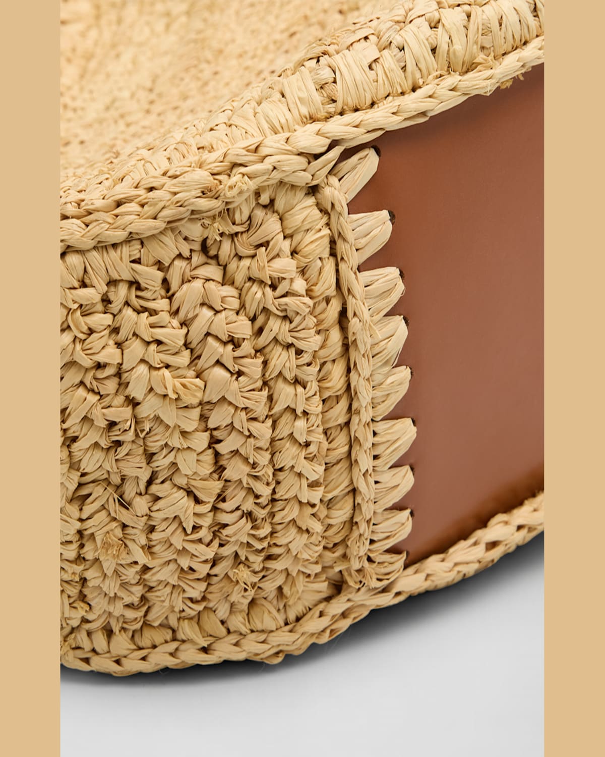 Staud Moon Large Leather-trimmed Raffia Tote In Naturaltan