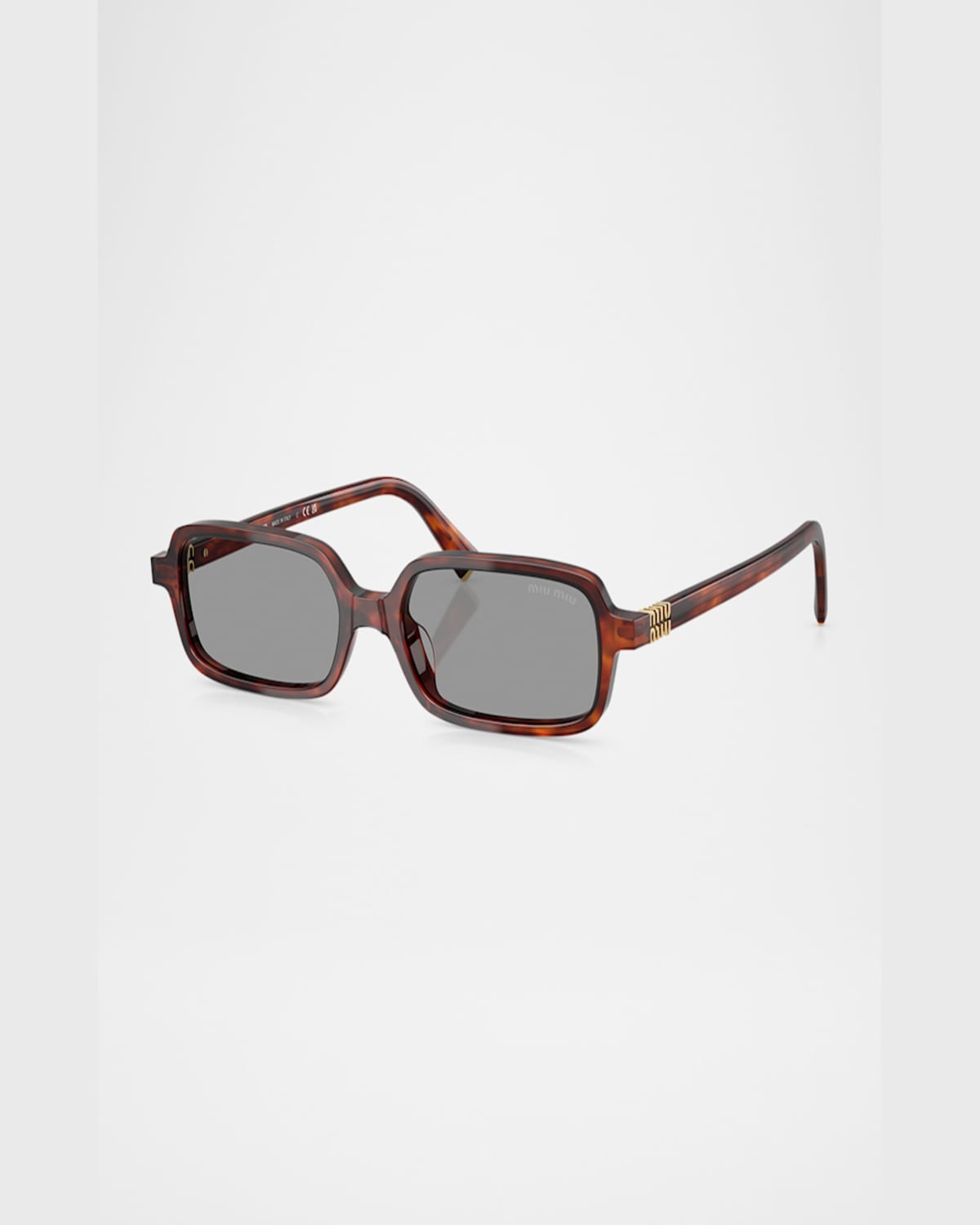 Miu Miu Logo Acetate Rectangle Sunglasses In Grey