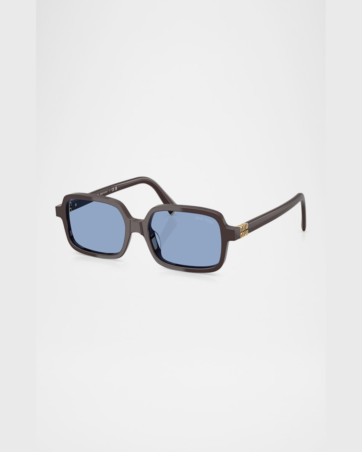 Miu Miu Logo Acetate Rectangle Sunglasses In Light Blue