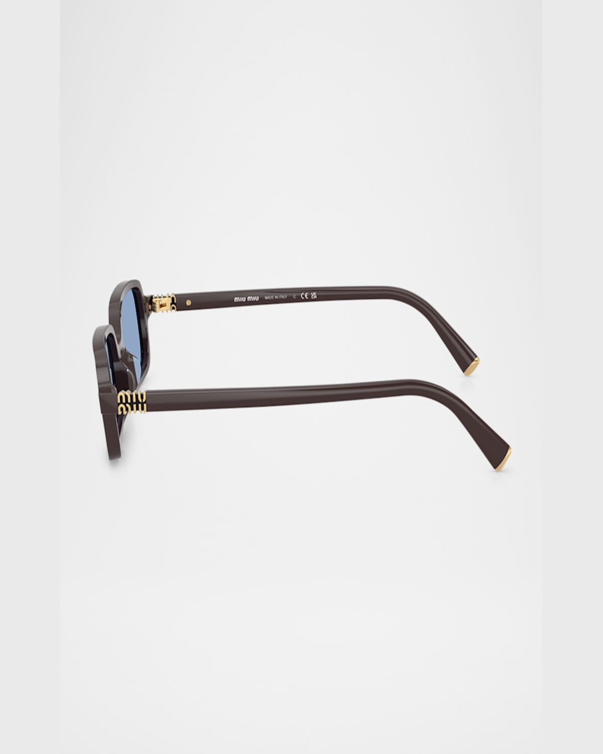 Miu Miu Logo Acetate Rectangle Sunglasses In Light Blue