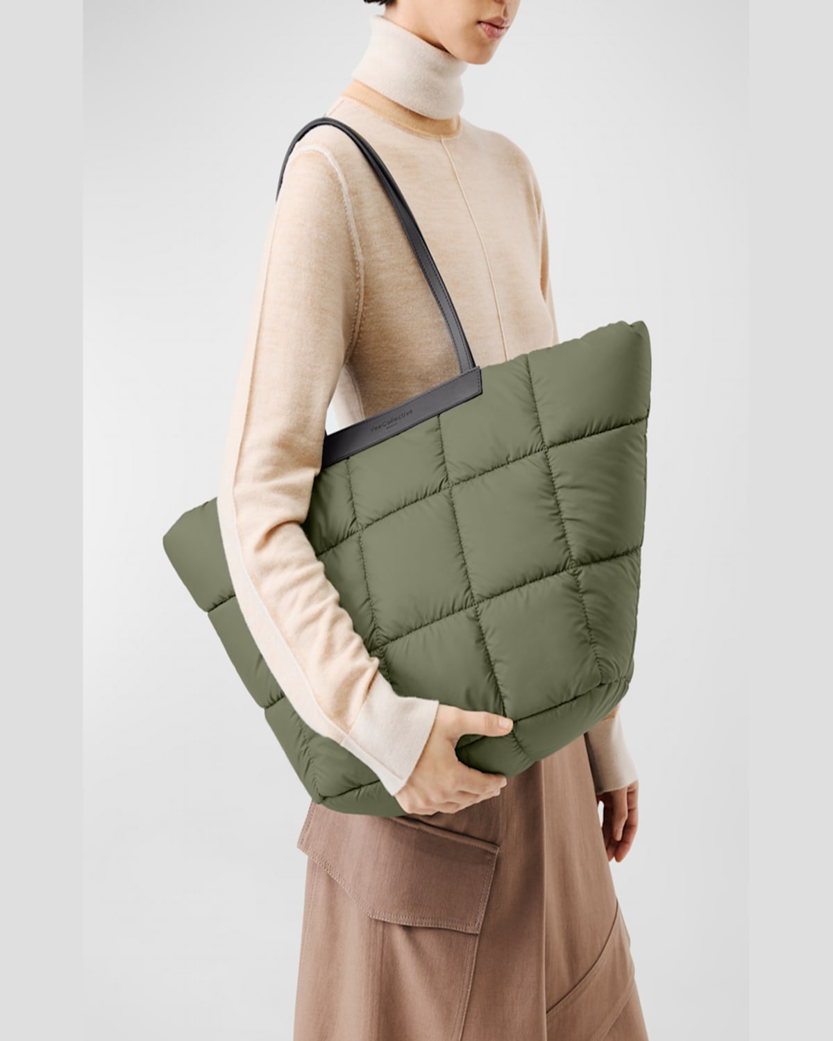 Veecollective Porter Max Quilted Tote Bag In Moss