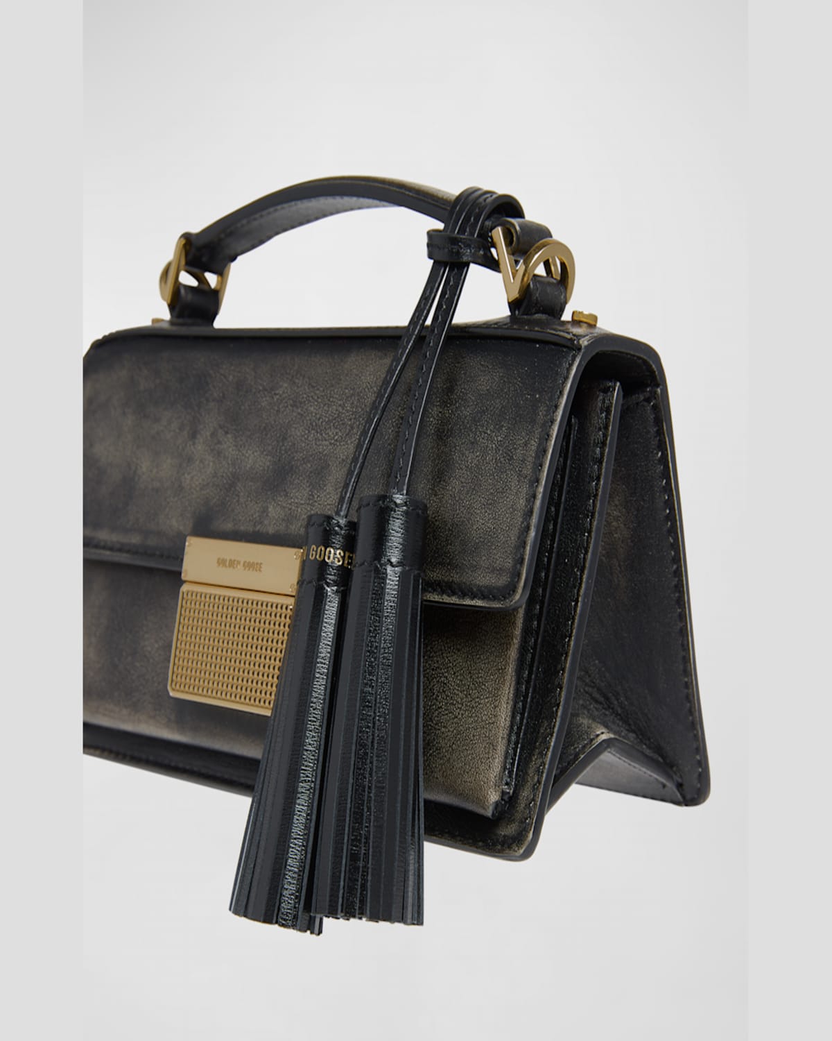 Golden Goose Leather Tassel Charm In Black