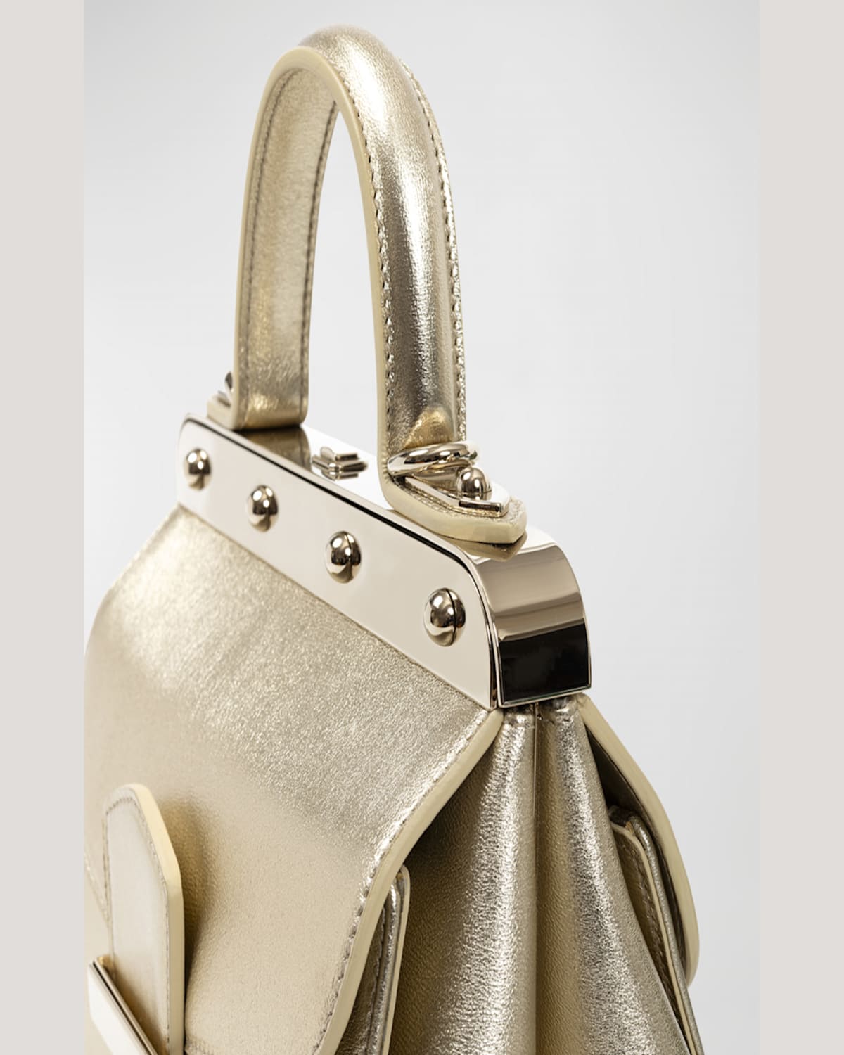 Franzi Margherita Small Metallic Top-handle Bag In Champagne Gold