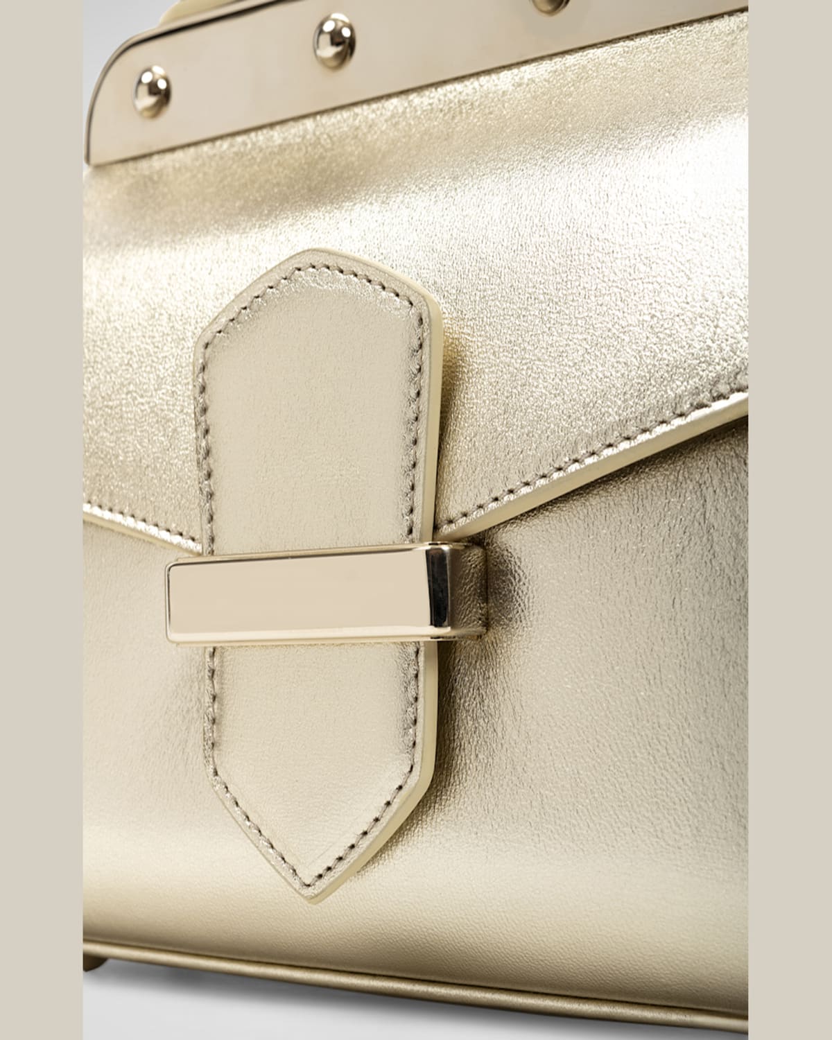 Franzi Margherita Small Metallic Top-handle Bag In Champagne Gold