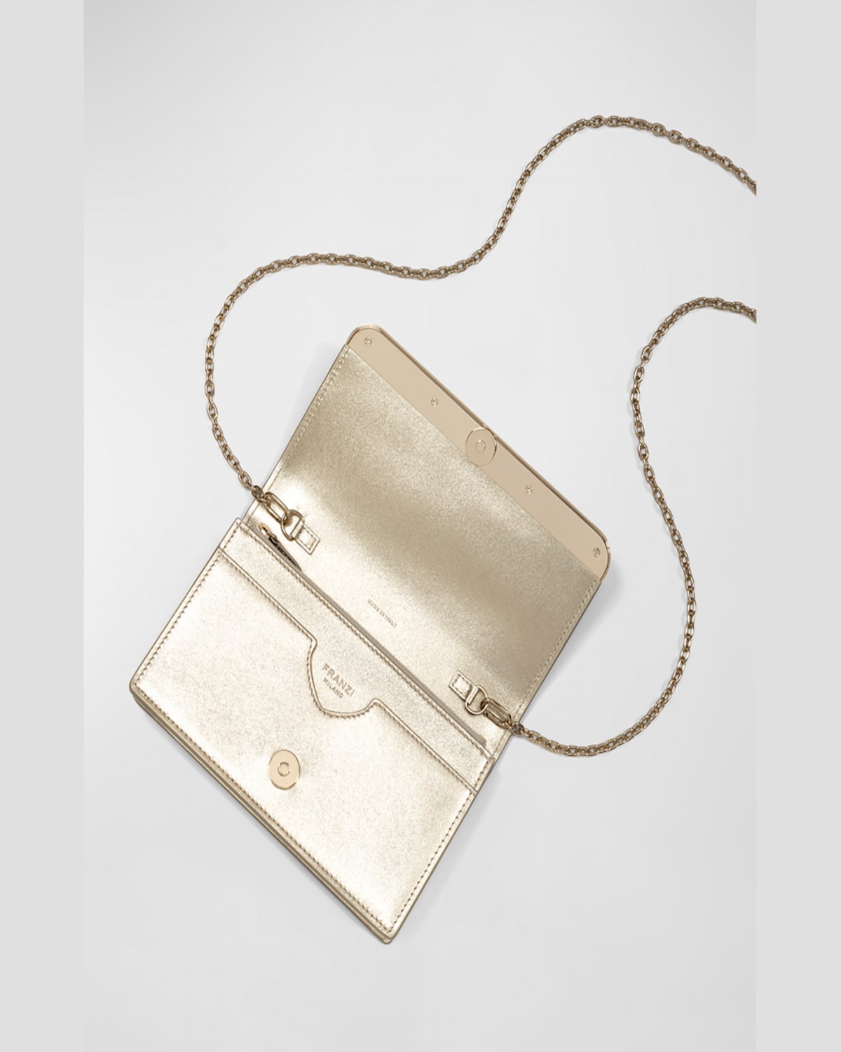 Franzi Luisa Metallic Wallet On Chain In Champagne Gold
